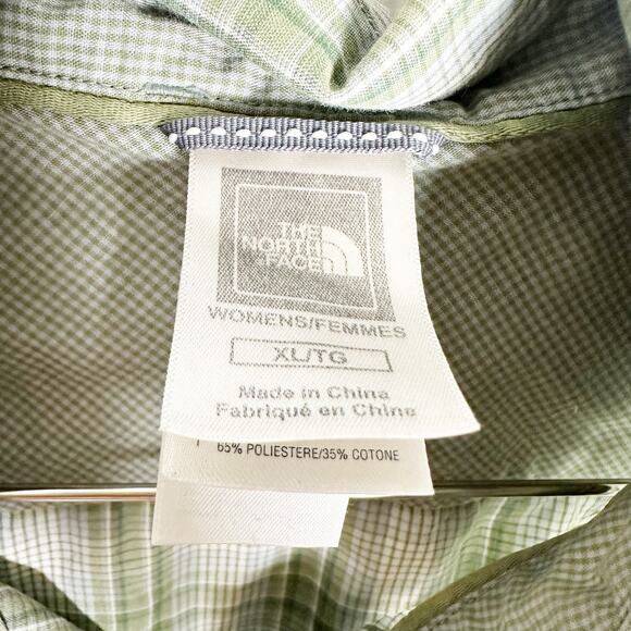 The North Face Green White Plaid Button Down Shirt sz XL - Picture 3 of 7